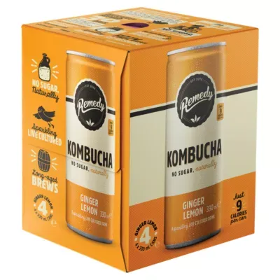 Remedy Kombucha Ginger Lemon 4x330ml £4.50 @ Asda