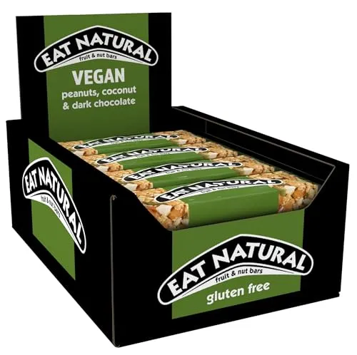Eat Natural Vegan Peanuts, Coconut & Dark Chocolate Fruit & Nut Bars 12 x 40g | ONLY £9.00 RRP £12.59, (29% OFF!) w/ FREE DELIVERY