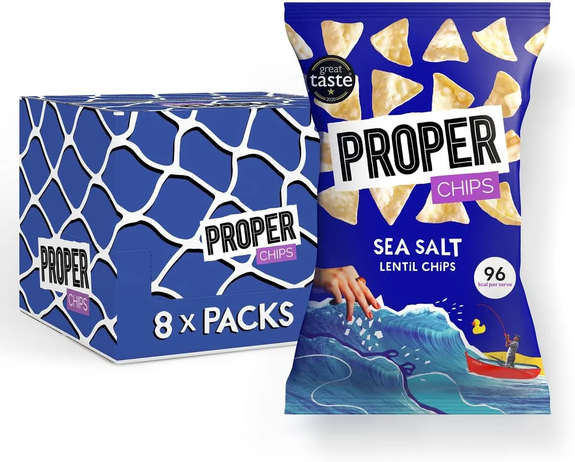 PROPERCHIPS Sea Salt Lentil Chips 8x85g £12 @ Amazon