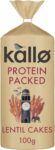 Kallo Protein Packed Lentil Cakes, Low Fat Healthy Snacks, Vegan & Coeliac Friendly, Gluten Free & Sugar Free with No Artificial Colours or Flavours, Single Pack – 1 x 100g | ONLY £1.48 RRP £2.00, (26% OFF!) w/ FREE DELIVERY