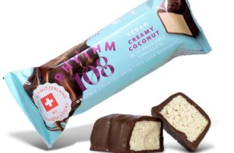 Rhythm 108 Swiss Vegan Creamy Coconut Bar with Dark Chocolate 15 x 33g | ONLY £14.70 RRP £22.35, (34% OFF!) w/ FREE DELIVERY