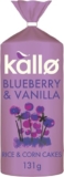 Kallo Blueberry & Vanilla Corn & Rice Cakes, Wholegrain Low Fat Healthy Snacks for Adults & Children, Vegan Friendly, Gluten Free, No Artificial Flavours or Preservatives, Single Pack – 1 x 131g | ONLY £1.50 RRP £1.99, (25% OFF!) w/ FREE DELIVERY