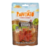 Pawtato Vegan Dog Chews Blueberry Sticks. Natural rawhide alternative dog treat. Low fat, plant based, hypoallergenic, sweet potato and rice chews, 120g | ONLY £2.99 RRP £4.99, (40% OFF!) w/ FREE DELIVERY